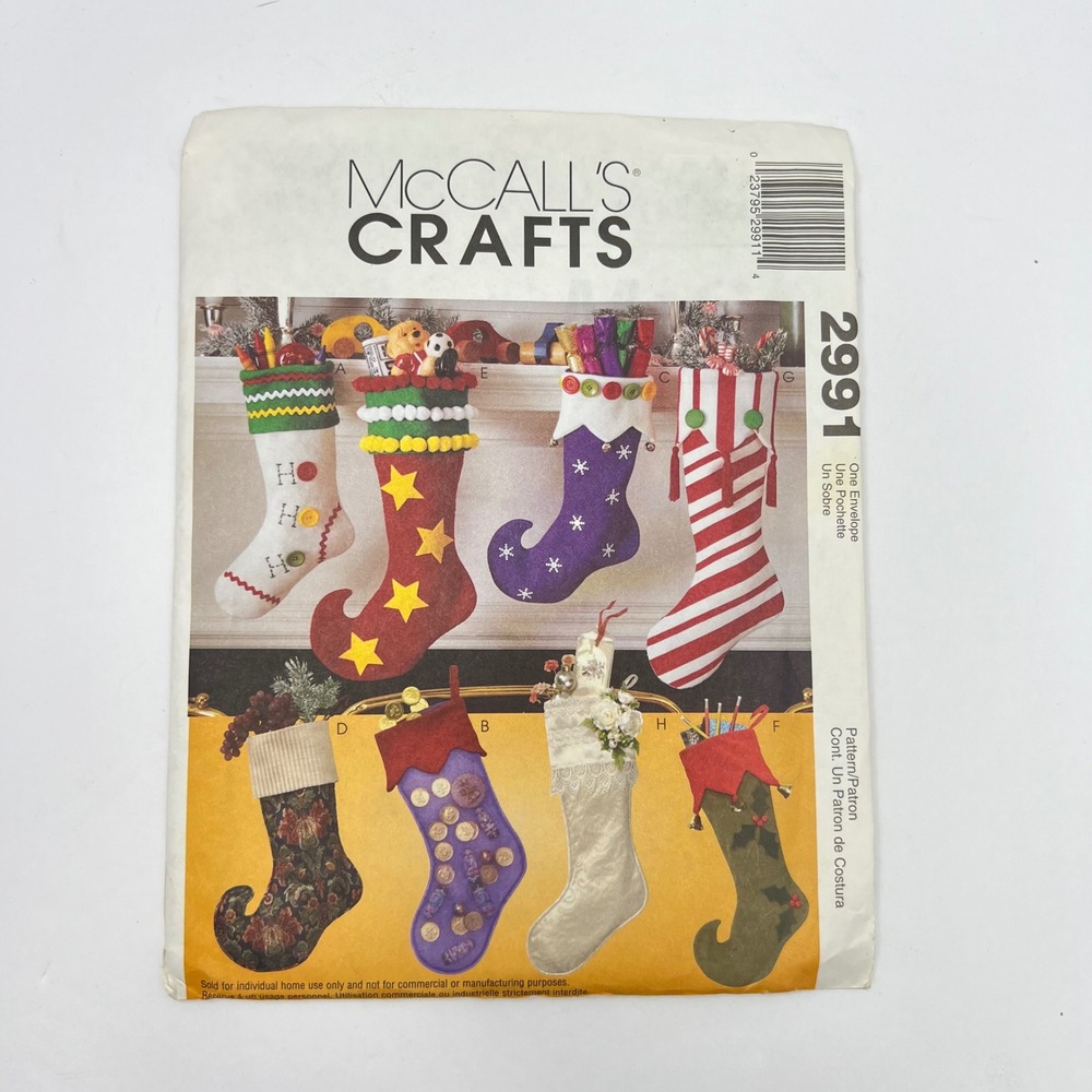 Vintage Y2K McCall's Christmas Stocking Pattern 2991 Holiday DIY Whimsical Elf
